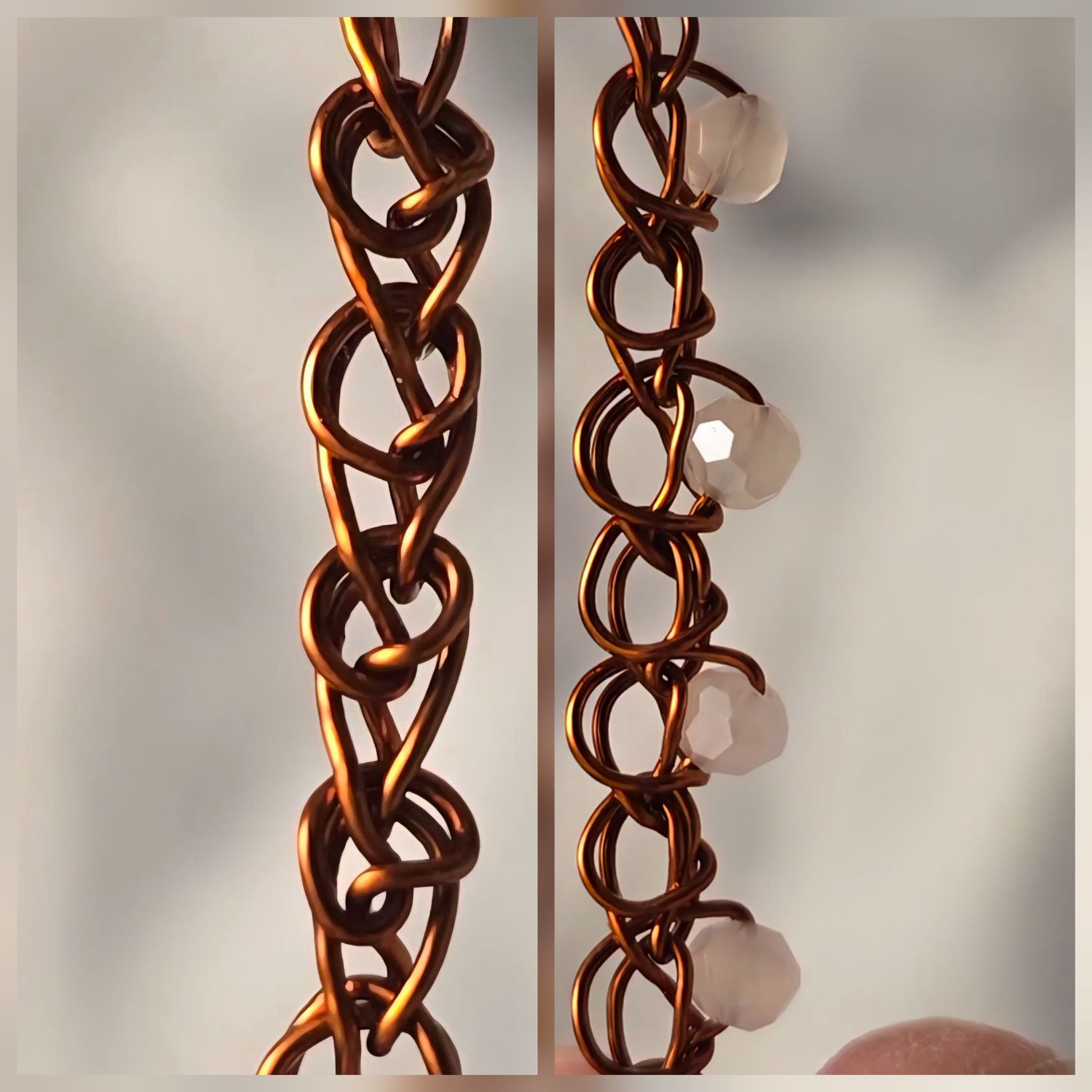 How to CroShape© "Foldy Left" Wire Chain and Add Beads.