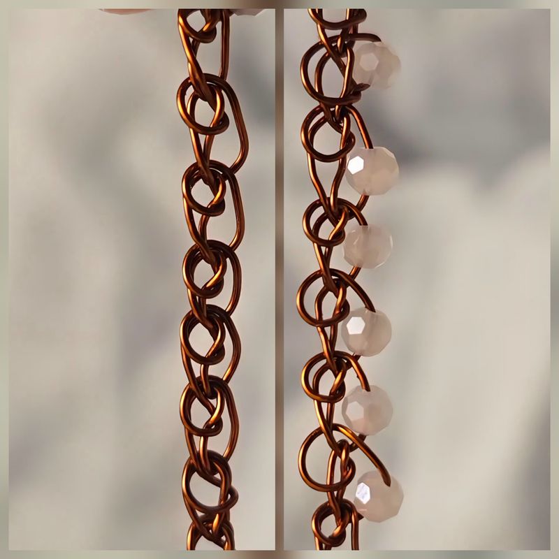 How to CroShape© "Hoopy Left" Wire Chain and Add Beads.