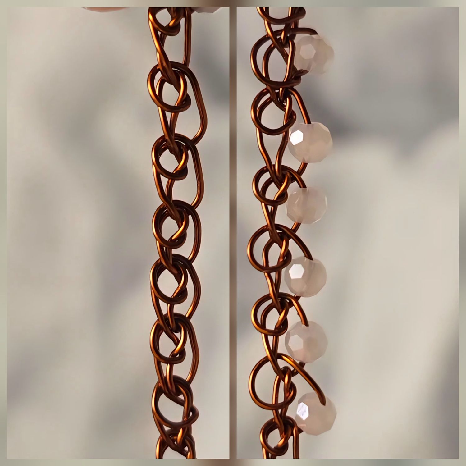 How to CroShape© "Hoopy Left" Wire Chain and Add Beads.