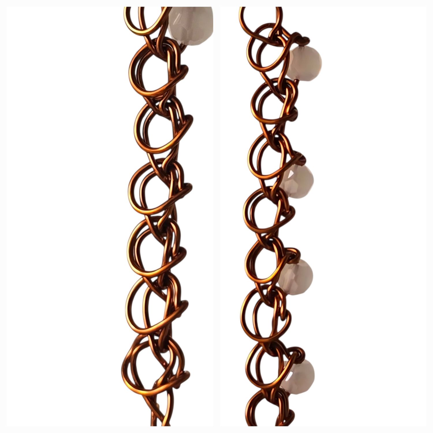 How to CroShape© "Hoopy Right" Wire Chain and Add Beads.
