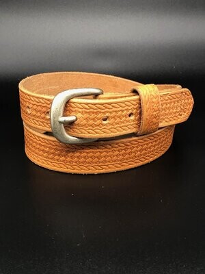 Natural Calfskin Basketweave - Men's Leather Belt