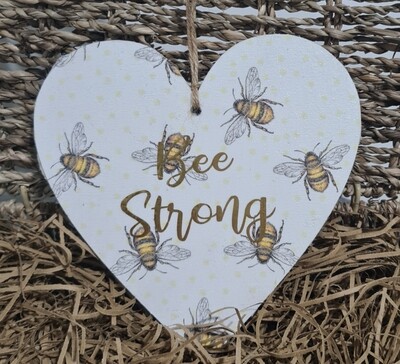 Large Wooden Slogan Bee Heart Signs Large Wooden Slogan Bee Heart Signs