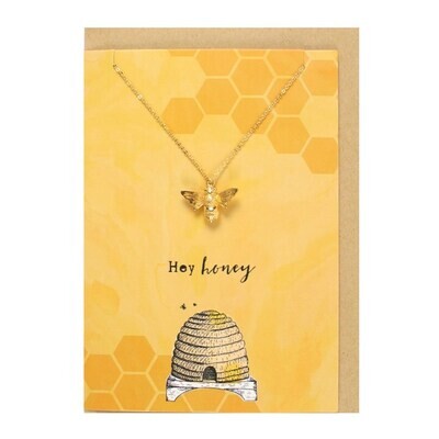 HEY HONEY NECKLACE AND CARD SET