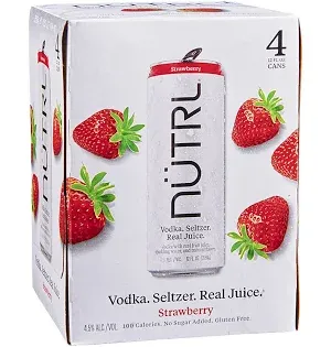 Nutrl Vodka Seltzer Strawberry 4/12oz. Cans