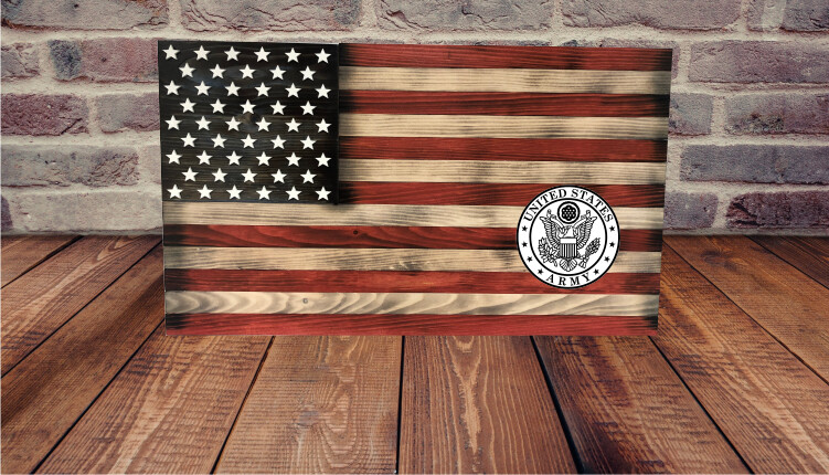 Black And White Army Military Service Emblem Flag