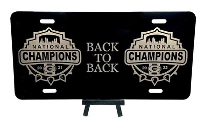 Laser Engraved National Championship Back To Back License Plate