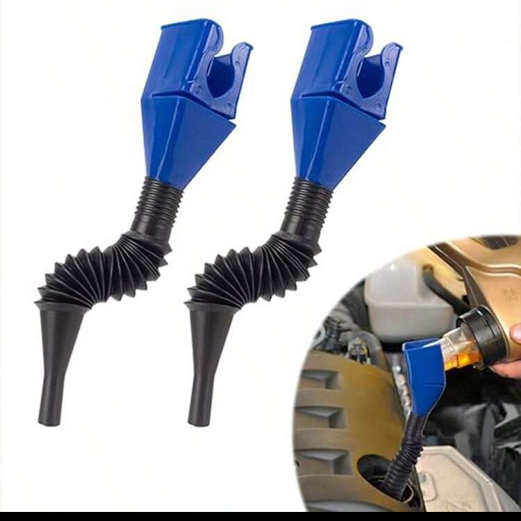 2 Pcs Flexible Draining Tool Snap Funnel,Engine Oil Plastic Funnel Retractable With Flexible Tube,Spill-Free, Hand-Free, Plastic Car Motorcycle Refueling Funnel Filling Transfer Tool