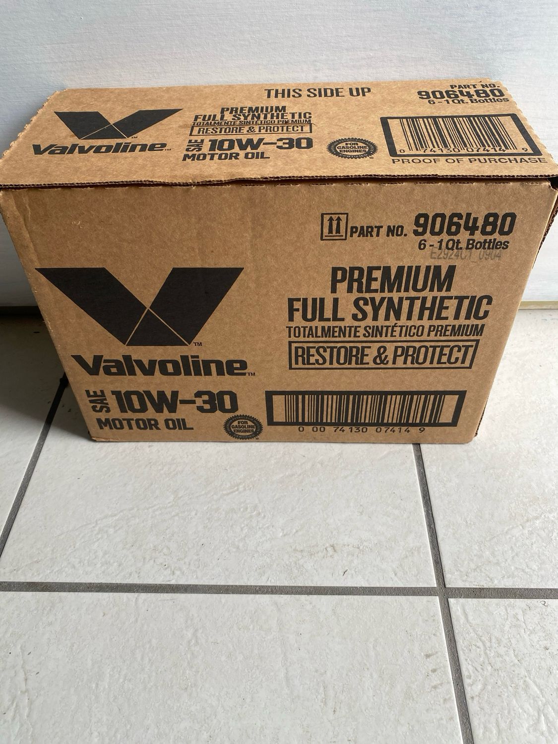 Valvoline Protection Full Synthetic 10w30 6/32 Oz