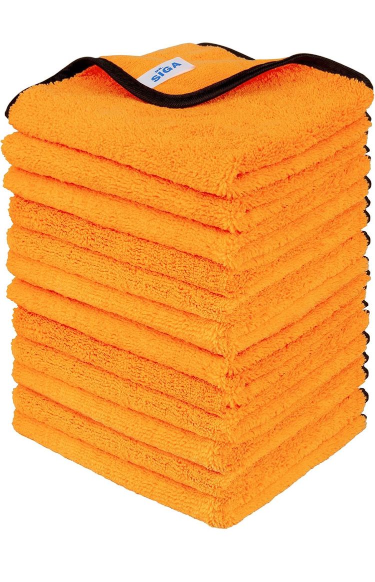 MR.SIGA Professional Premium Microfiber Towels for Cars, Dual-Sided Car Washing and Detailing Towels, Gold, 15.7 x 23.6 inch