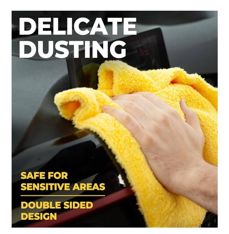 Edgeless Microfiber Towels for Cars  (12”x12”) - 540 GSM - Super Soft Detailing &amp; Buffing – Scratch-Free &amp; Absorbent Microfiber Cleaning Cloths for Car Polishing