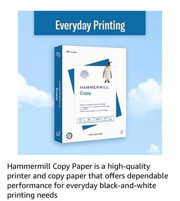 Hammermill Printer Paper 8.5 x 11, 20 Lb 500 Sheets 92 Brightness