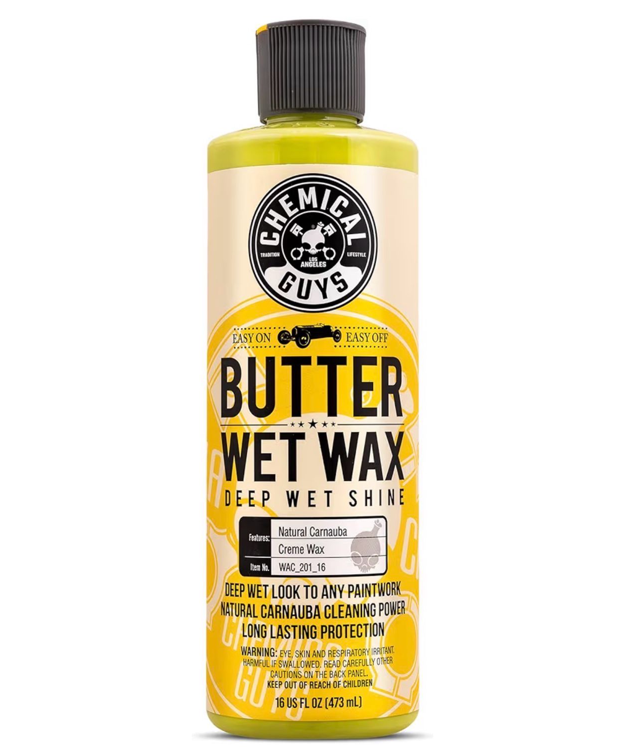 Chemical Guys Butter Wet Wax - Deep Wet Shine Car Wax for Cars, Trucks, SUVs, RVs, and More, Easy On/Off Liquid Formula, Banana Scent - 16 fl oz