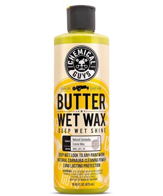 Chemical Guys Butter Wet Wax - Deep Wet Shine Car Wax for Cars, Trucks, SUVs, RVs, and More, Easy On/Off Liquid Formula, Banana Scent - 16 fl oz