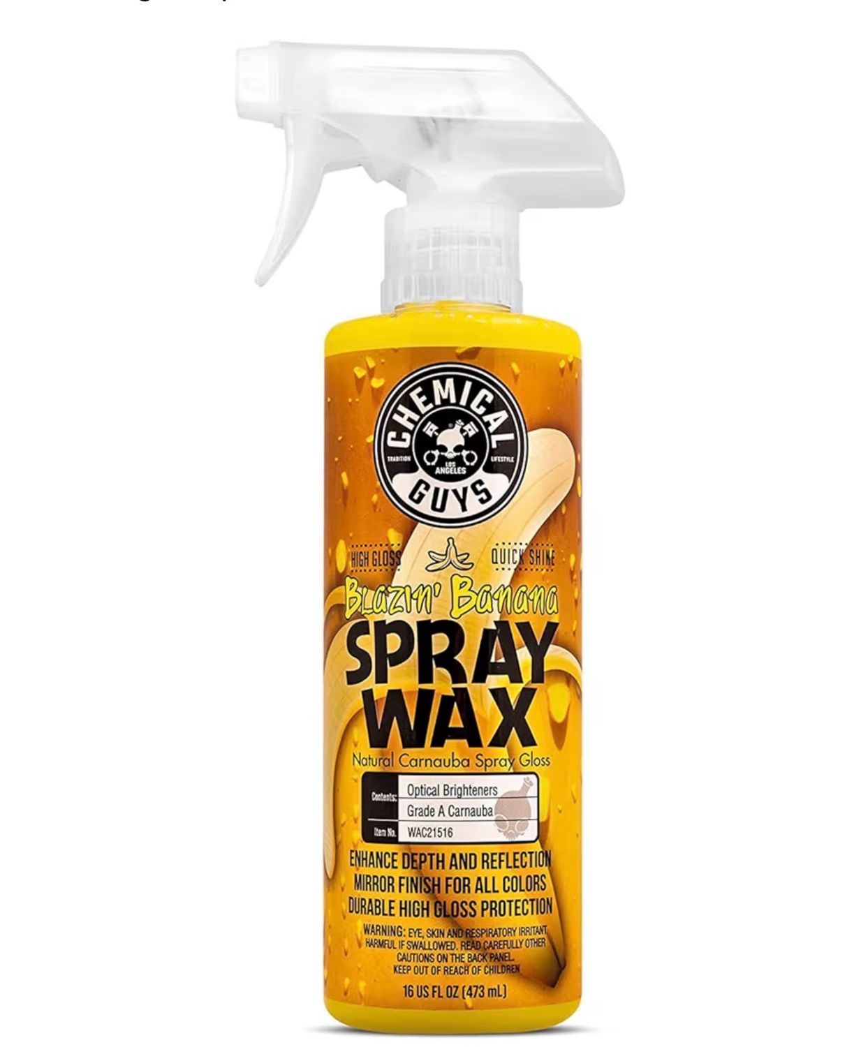 Chemical Guys Spray Wax Blazin' Banana - Carnauba Car Wax Spray for High Gloss Shine and Protection, Safe for Cars, Trucks, SUVs, RVs, and More - 16 oz