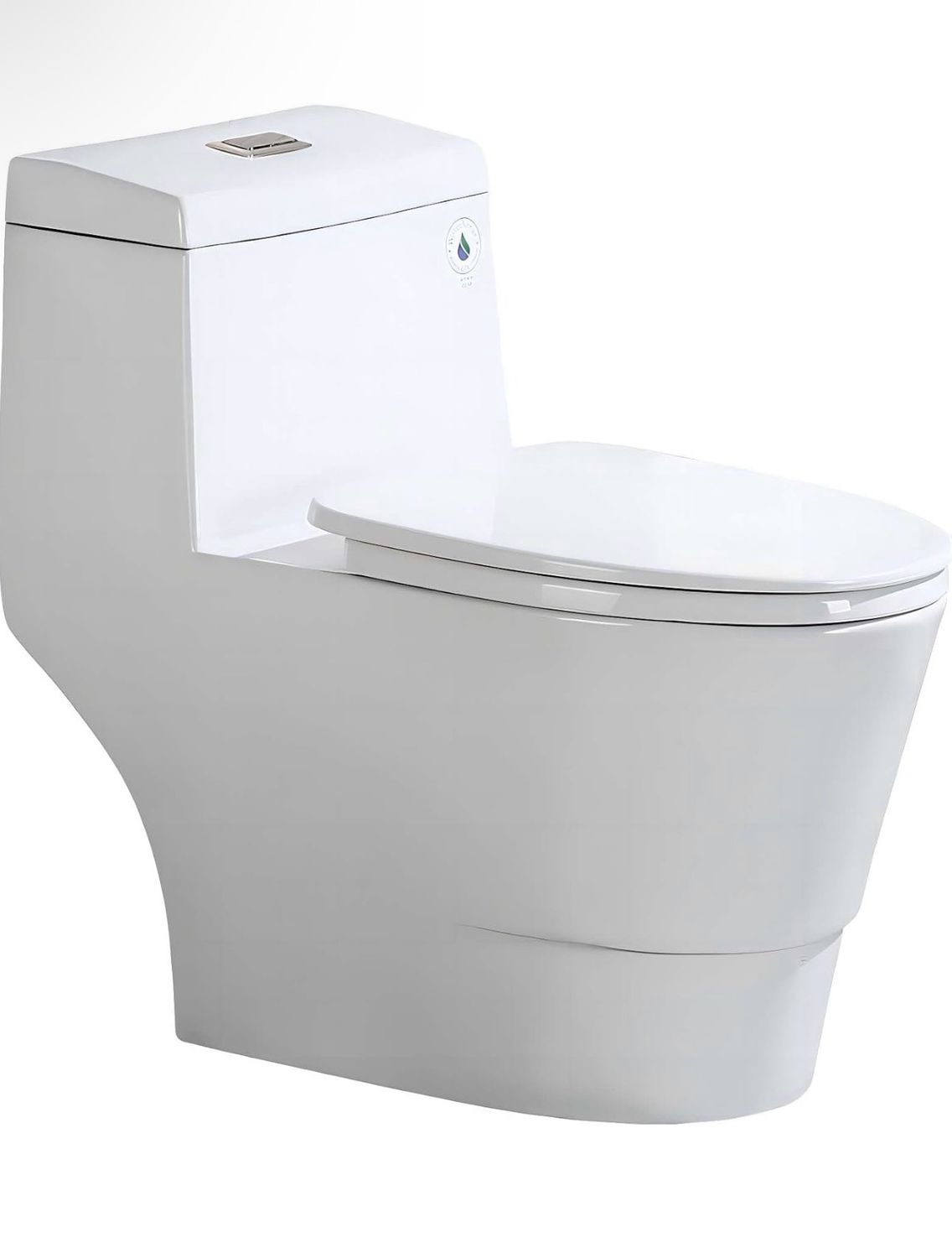 WOODBRIDGEE One Piece Toilet with Soft Closing Seat, Chair Height, 1.28 GPF Dual, Water Sensed, 1000 Gram MaP Flushing Score Toilet with Brushed Nickel, White,B0940-F-BN