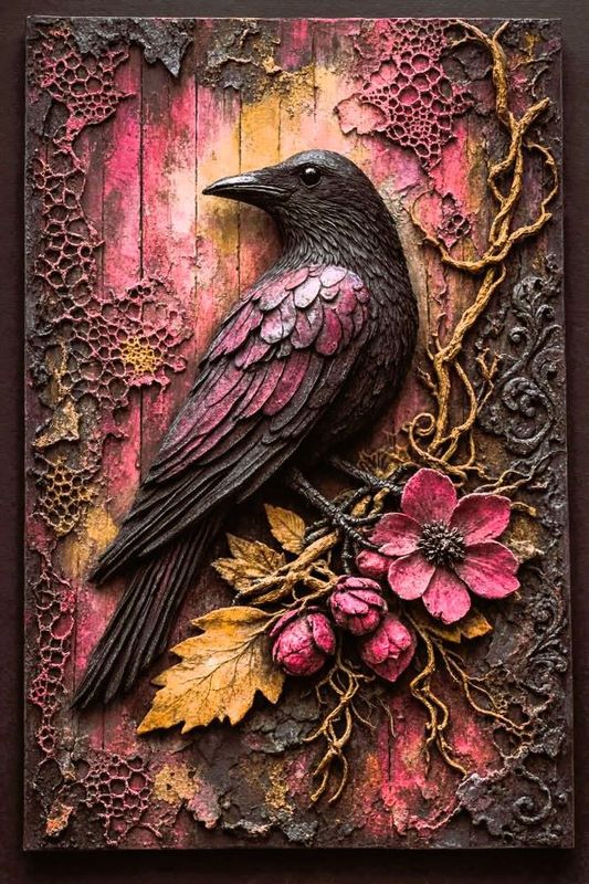 🖤 Paint a 3D Canvas – Raven &amp; Flowers Edition (Apr 23rd 6:00pm)
