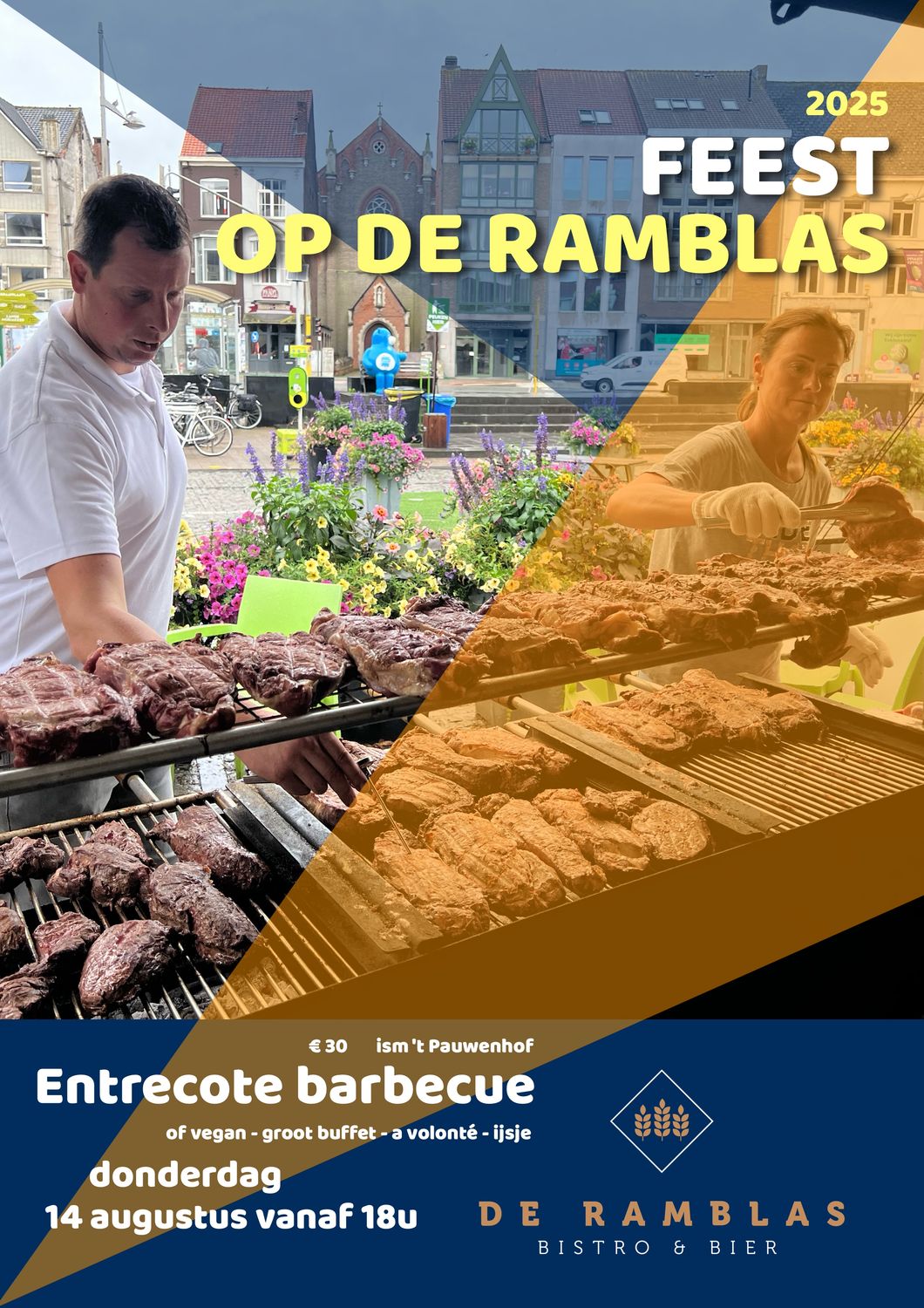 BARBECUE/VEGAN feest op De Ramblas