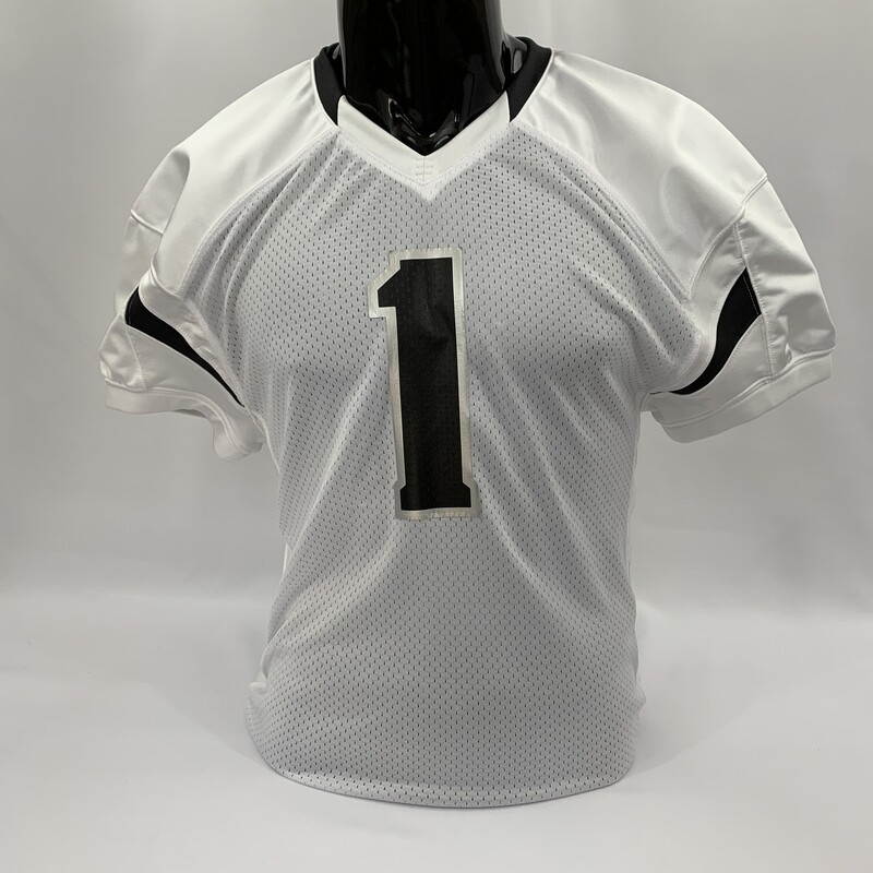 White with Black, Metallic Silver Football jersey (Away)