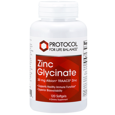 Zinc Glycinate 30mg 120gel Protocol for Life Balance
