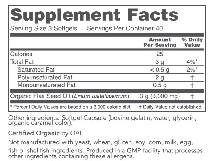 Flaxseed Oil 1000mg 120gel Protocol for Life Balance (4 or more $11.99 each)
