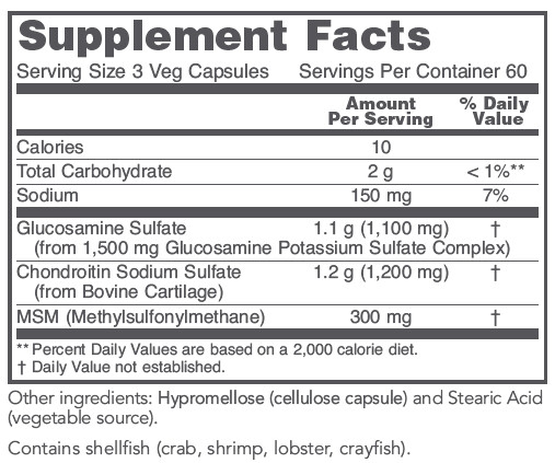 Glucosamine/Chondroitin/MSM 90 cap Protocol for Life Balance (4 or more $16.99 each) Glucosamine/Chondroitin/MSM 90 cap Protocol for Life Balance (4 or more $16.99 each)
