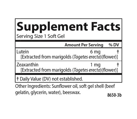 Lutein 6mg 60gel Carlson (4 or more $9.99 each)