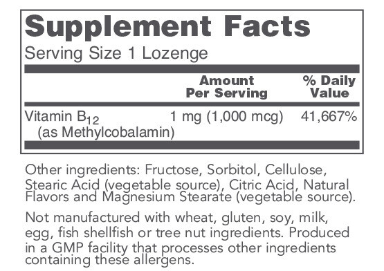 Methyl B12 1000mcg 100 lozenges Protocol for Life Balance (4 or more $10.99 each)