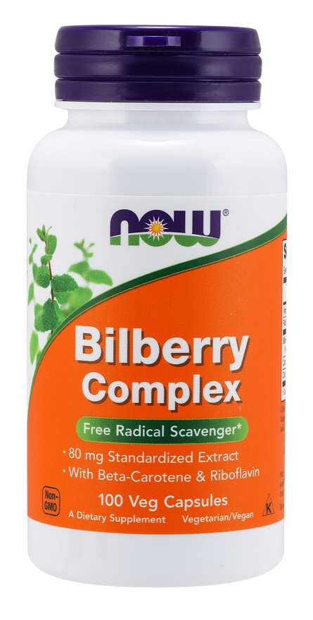 Bilberry Complex 80mg 100 Cap NOW Foods (4 or more $18.99 each)