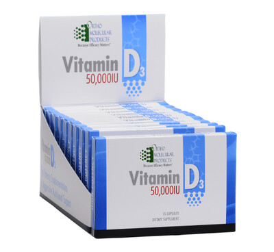 Vitamin D3 50,000 IU 15 caps/pack 10 packs Ortho Molecular Products (4 or more $84.99 each)