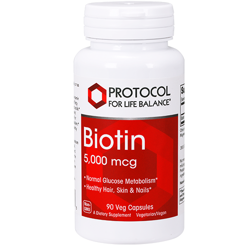 Biotin 5,000mcg 90 Cap Protocol for Life Balance (4 or more $13.99 each)