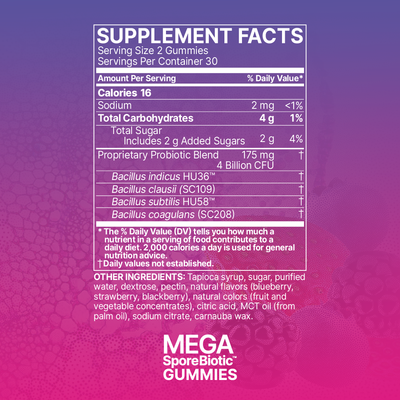 Megasporebiotic Probiotic 60 GUMMIES Microbiome Labs - Free Shipping