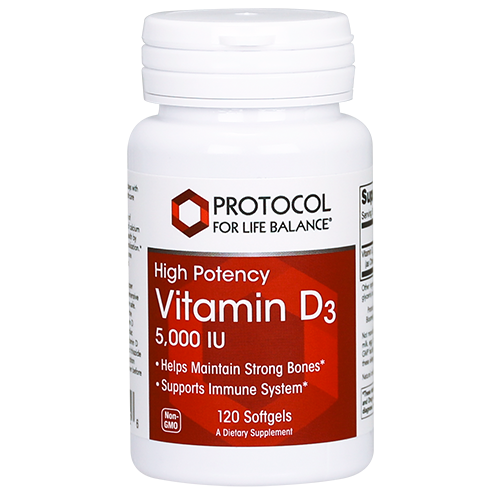 Vitamin D3 5000IU 120 gel Protocol for Life Balance (4 or more $11.99 each)