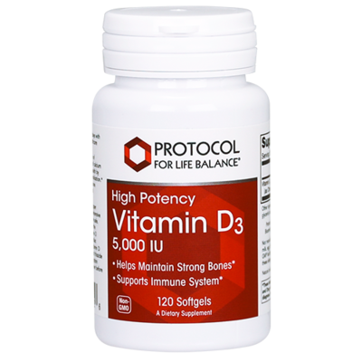 Vitamin D3 5000IU 120 gel Protocol for Life Balance (4 or more $11.99 each)