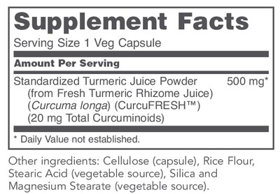 Curcufresh Curcumin from Turmeric 500mg 60caps Protocol for Life Balance (4 or more $17.99 each)