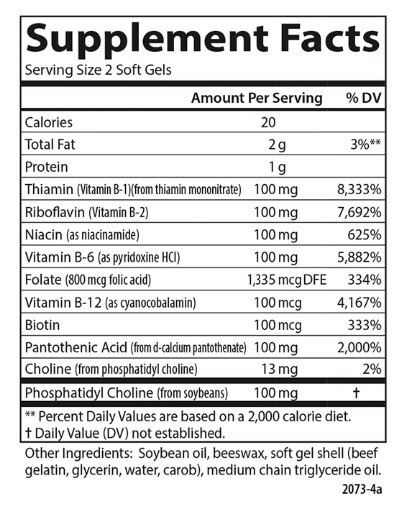 Vitamin B100 (B Complex) 100 gel Carlson (4 or more $25.99 each)