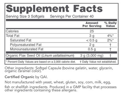Flaxseed Oil 1000mg 120gel Protocol for Life Balance (4 or more $11.99 each)