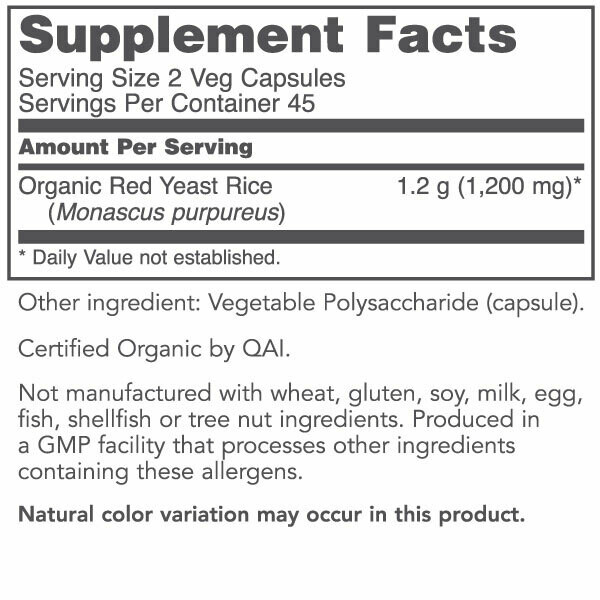 Red Yeast Rice 600mg 90cap Protocol for Life Balance (4 or more $17.99 each)
