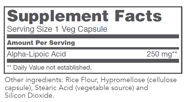Alpha Lipoic Acid 250mg 90caps Protocol for Life Balance (4 or more $17.99 each)