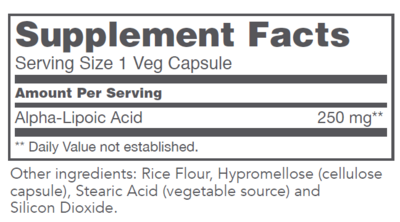 Alpha Lipoic Acid 250mg 90caps Protocol for Life Balance (4 or more $17.99 each)