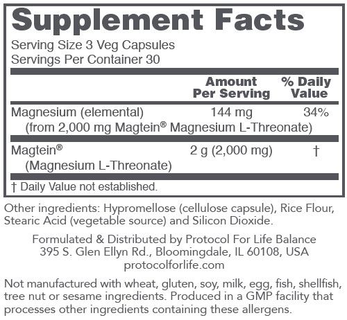 Magnesium Threonate Magtein Protocol for Life Balance (4 or more $27.99 each)