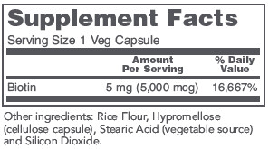 Biotin 5,000mcg 90 Cap Protocol for Life Balance (4 or more $13.99 each)
