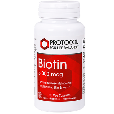 Biotin 5,000mcg 90 Cap Protocol for Life Balance (4 or more $13.99 each) Biotin 5,000mcg 90 Cap Protocol for Life Balance (4 or more $13.99 each)
