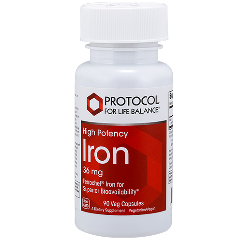 Iron High Potency 36 mg 90 cap Protocol for Life Balance (4 or more $11.99 each)