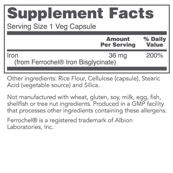 Iron High Potency 36 mg 90 cap Protocol for Life Balance (4 or more $11.99 each)