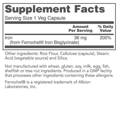Iron High Potency 36 mg 90 cap Protocol for Life Balance (4 or more $11.99 each)