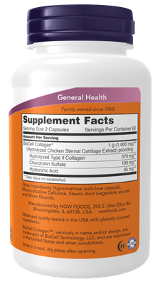 BioCell Collagen® Hydrolyzed Type II Capsules 1000 mg 120 cap Now Foods (4 or more $27.99 each)