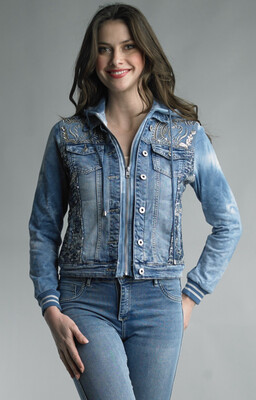 TEMPO PARIS - 586F - JEAN JACKET WITH EMBROID