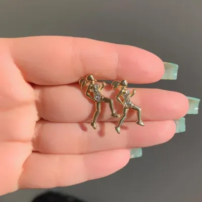 Brinco Corredora Strass Folheado A Ouro 18k