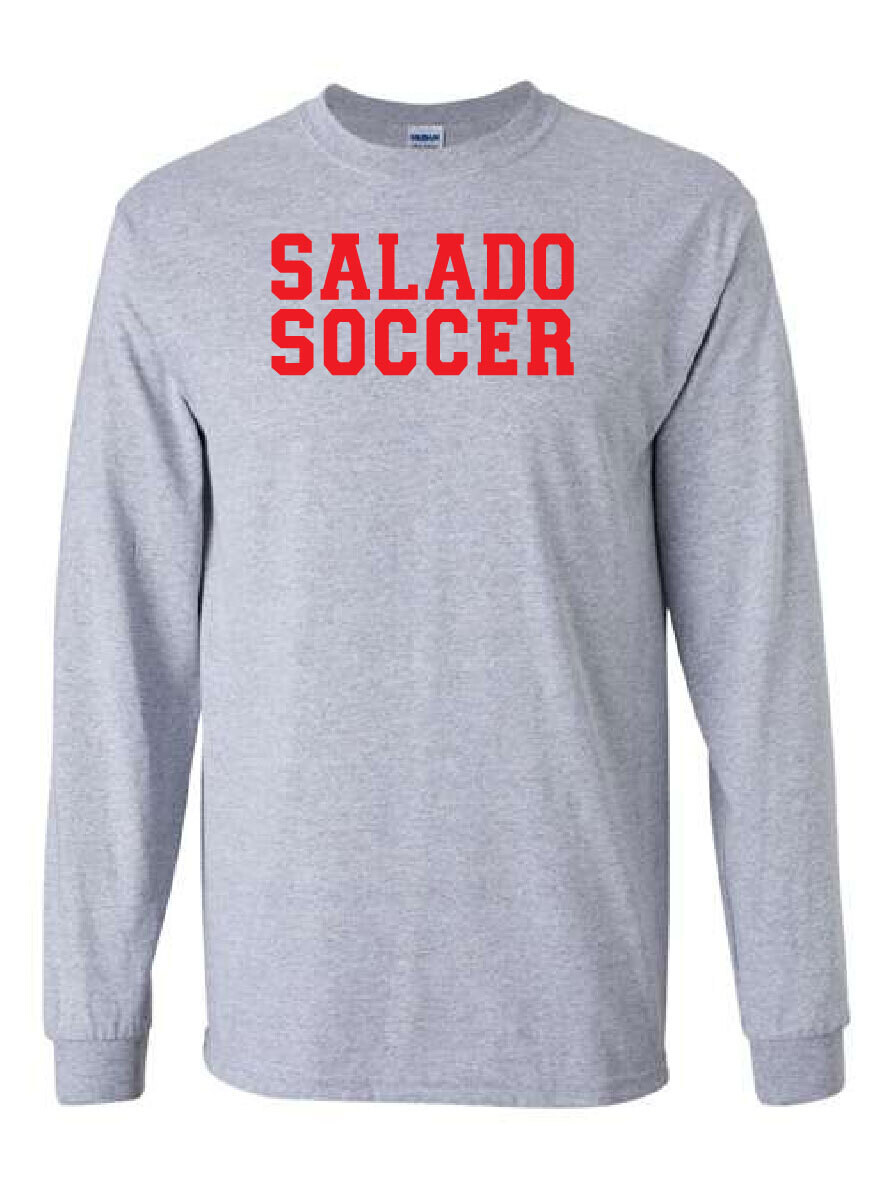ADULT ONLY--Long Sleeve  Sports Grey T shirt  Cotton or Cotton/Polyester