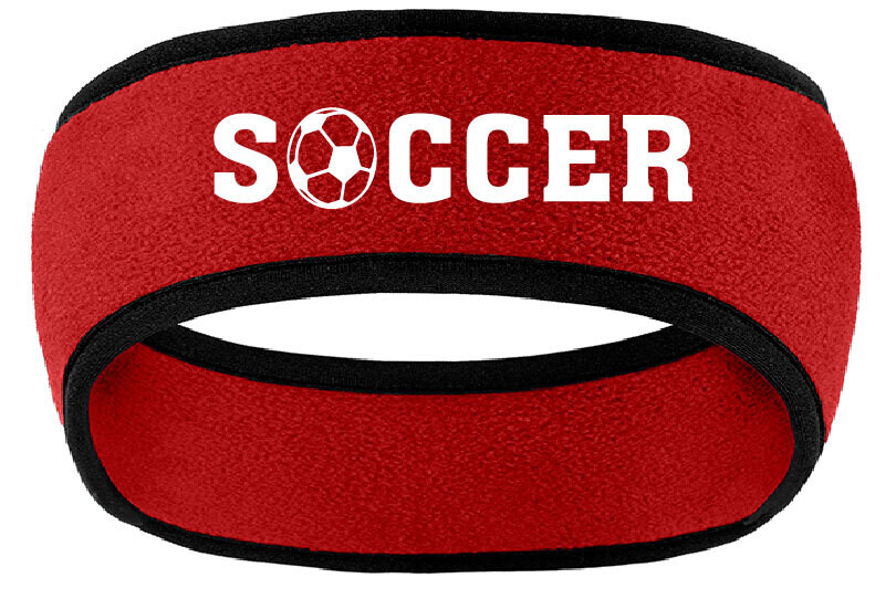 2 Color Fleece Head Band with Embroidery- SOCCER with BALL